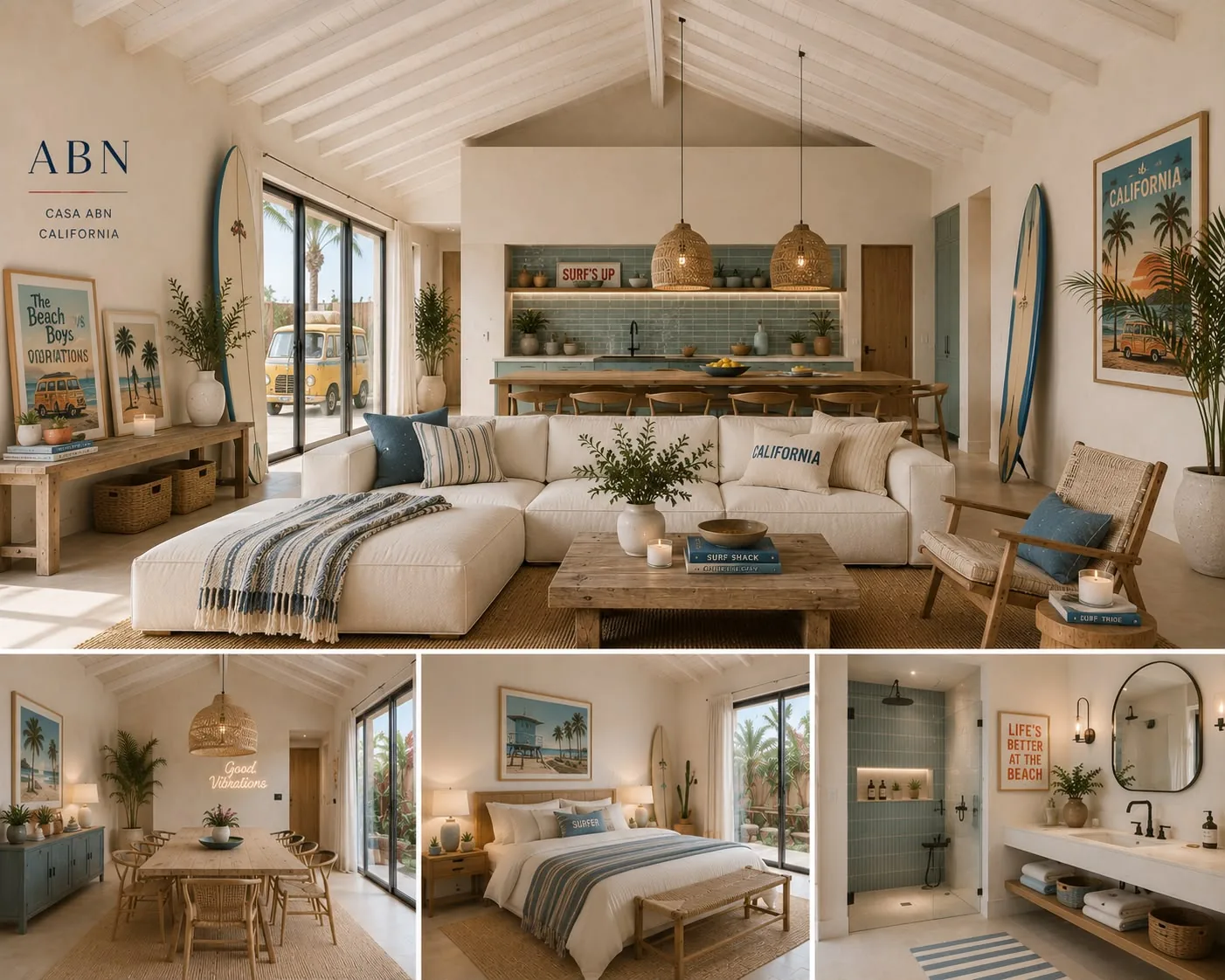 Diseño interior ABN California - estilo costero y surf